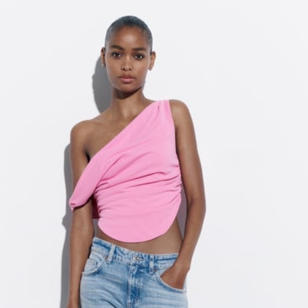 Zara Pink Draped Crop Top